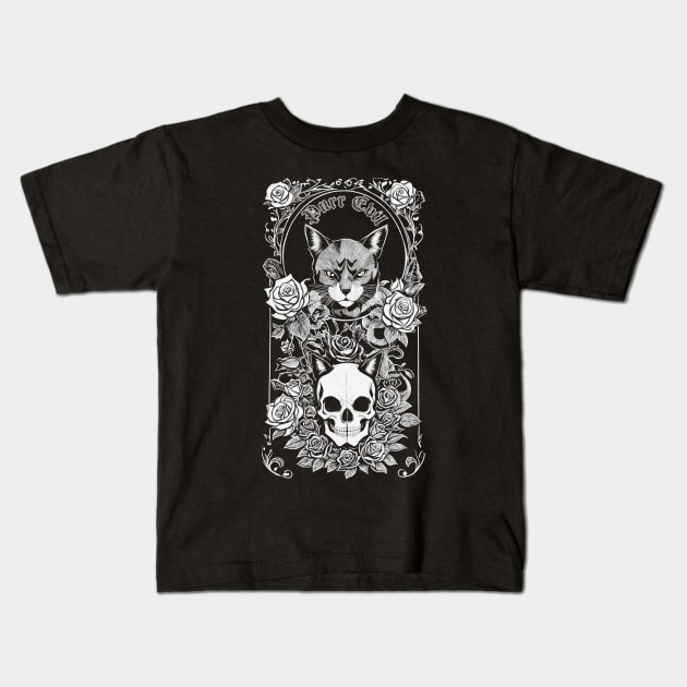Purr Evil - Goth Cat Kids T-Shirt by SimonSay